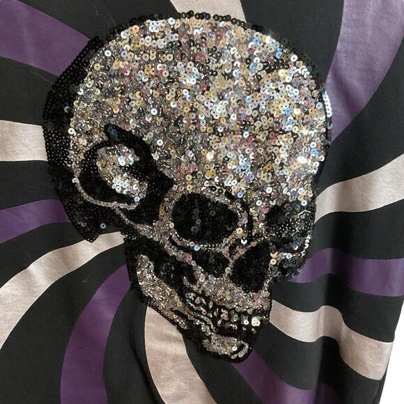 INC Women's Size S Sequin Skull Long Sleeve Sweatshirt - Trendy Casual Top - Picture 3 of 6